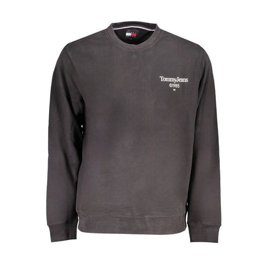 Tommy Hilfiger Black Cotton Men Sweater with logo, regenerative cotton, urban style, sustainable fashion.