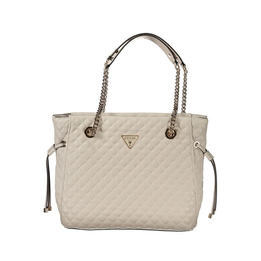 Guess Jeans Pink Polyethylene Handbag with chain shoulder handles, external pocket, and contrasting details.