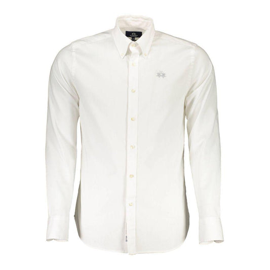 La Martina White Cotton Shirt LA-27600-XXL
