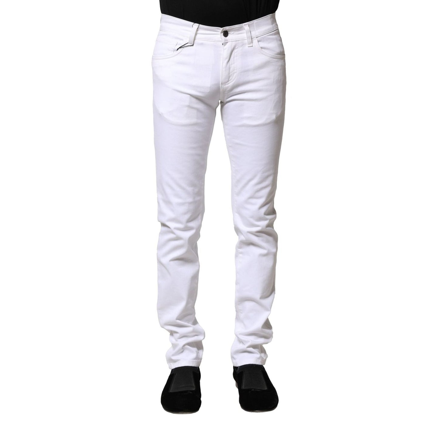Dolce & Gabbana White Cotton Skinny Men Denim Jeans