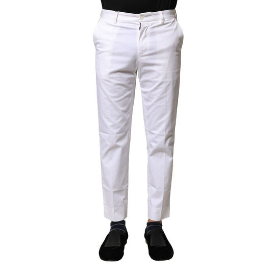 Dolce & Gabbana White Cotton Straight Logo Men Pants