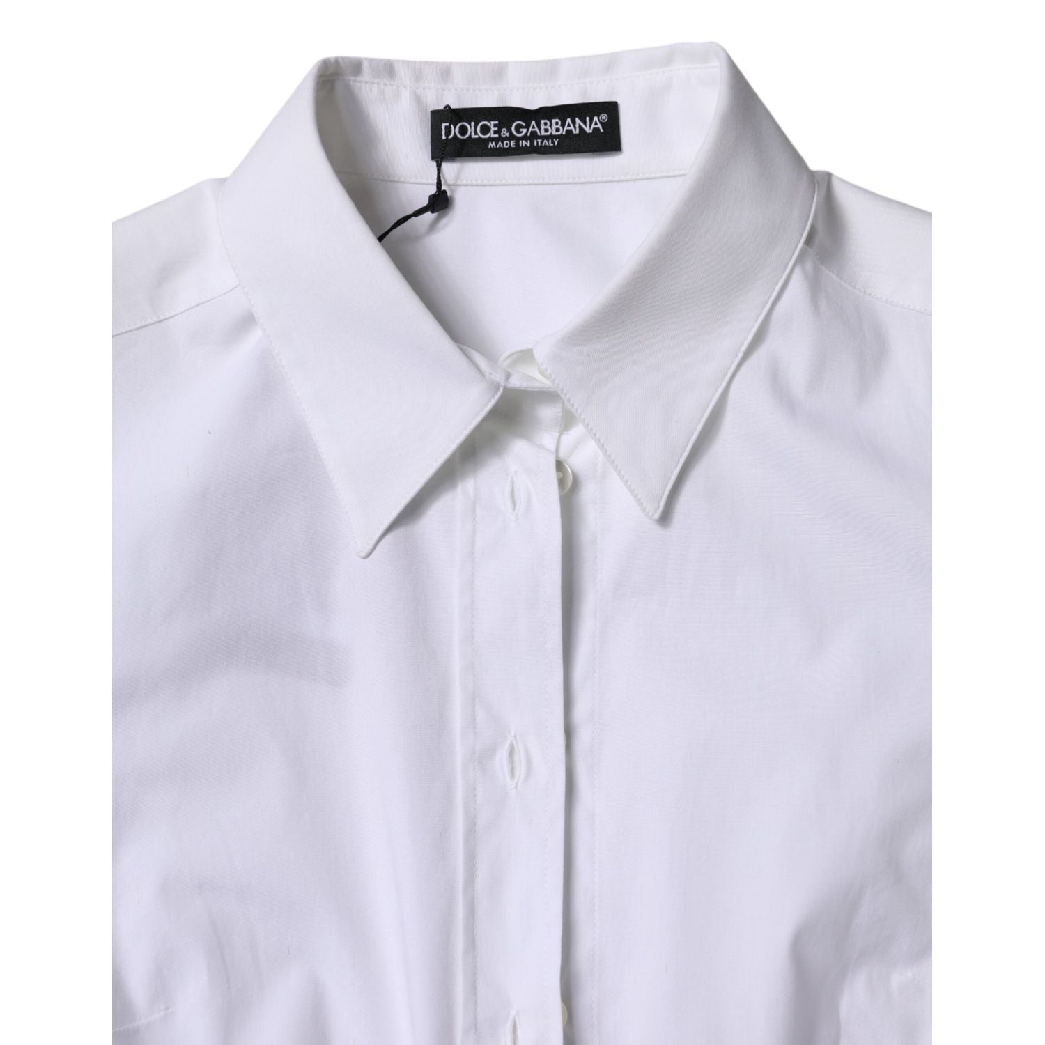 Dolce & Gabbana White Cotton Collared Long Sleeves Shirt Top