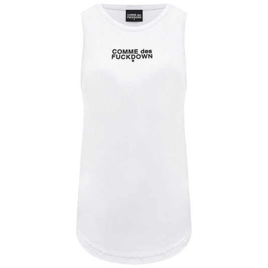 Comme Des Fuckdown White Cotton Tops & T-Shirt CO-15681-IT36|XXS