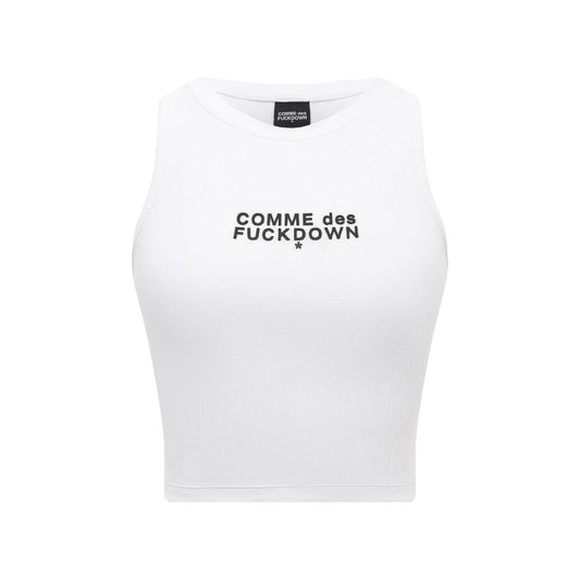 Comme Des Fuckdown White Cotton Tops & T-Shirt CO-15683-XS