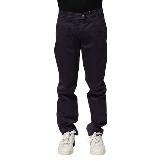 Incotex Dark Purple Mid Waist Casual Straight Pants