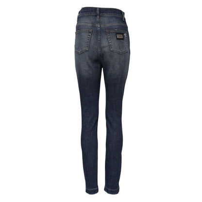 Dolce & Gabbana Blue Washed Cotton High Waisted Denim Jeans
