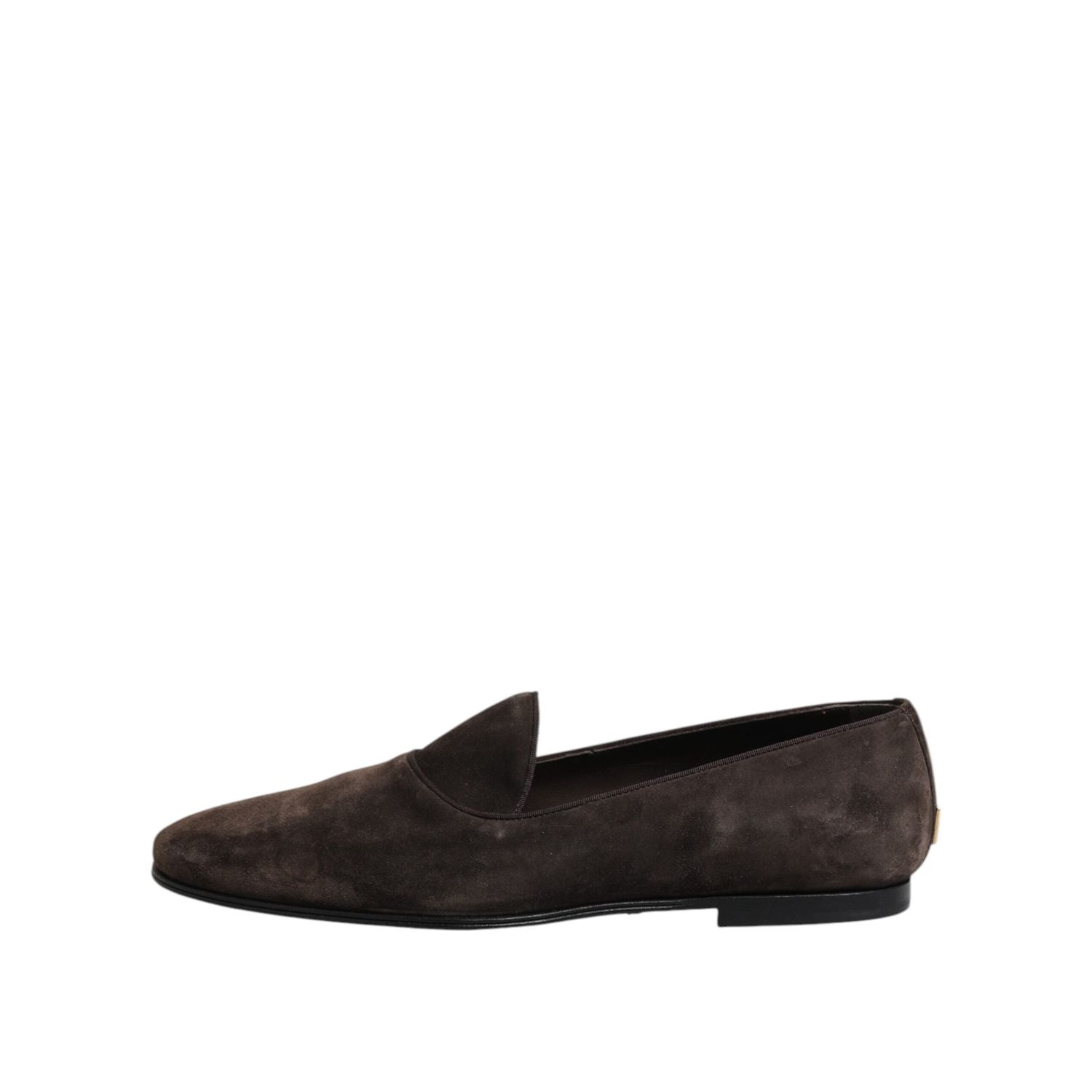 Dolce & Gabbana Brown Velvet Leather Slip On Loafers Shoes
