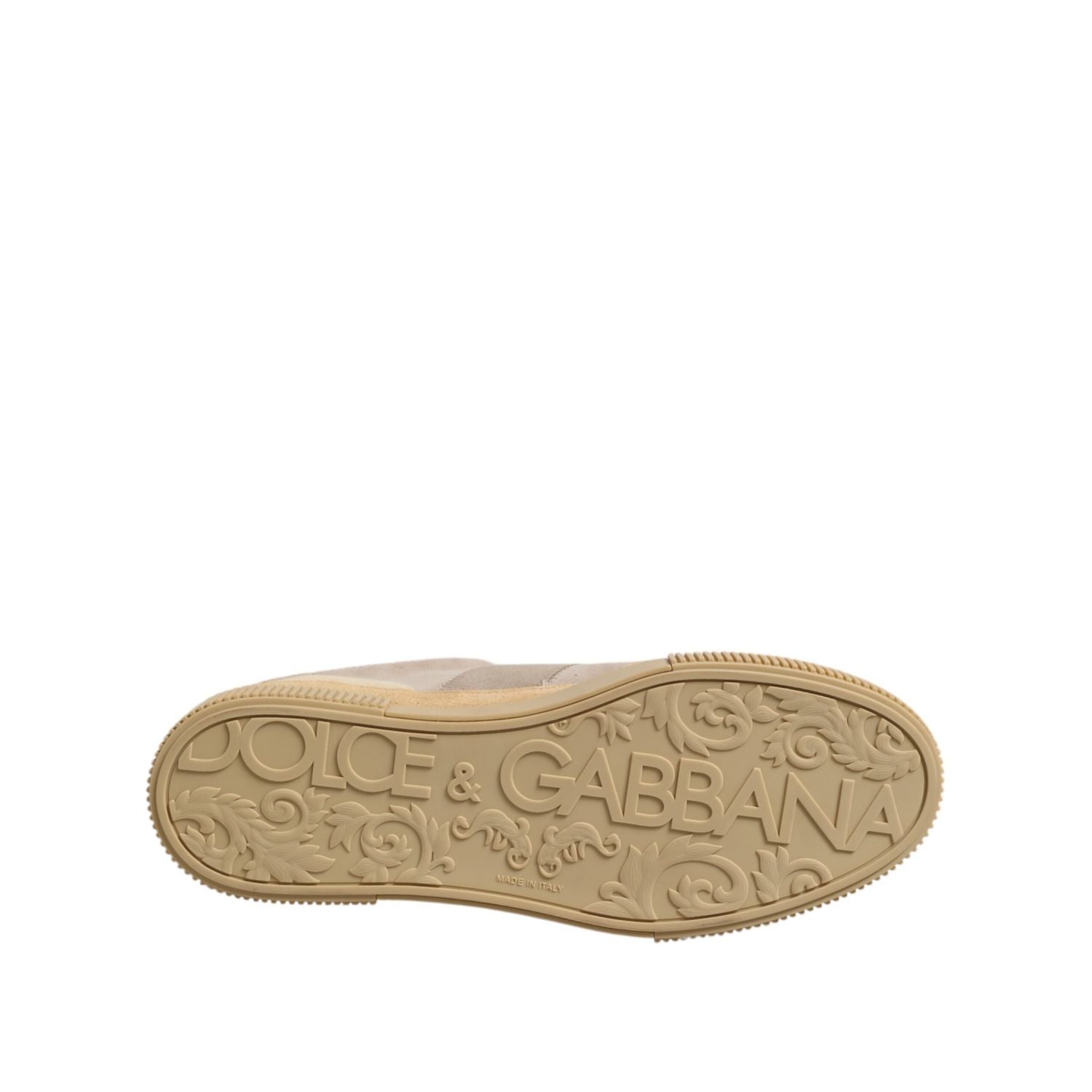 Dolce & Gabbana Beige Leather Low Top Lace Up Sneakers Shoes