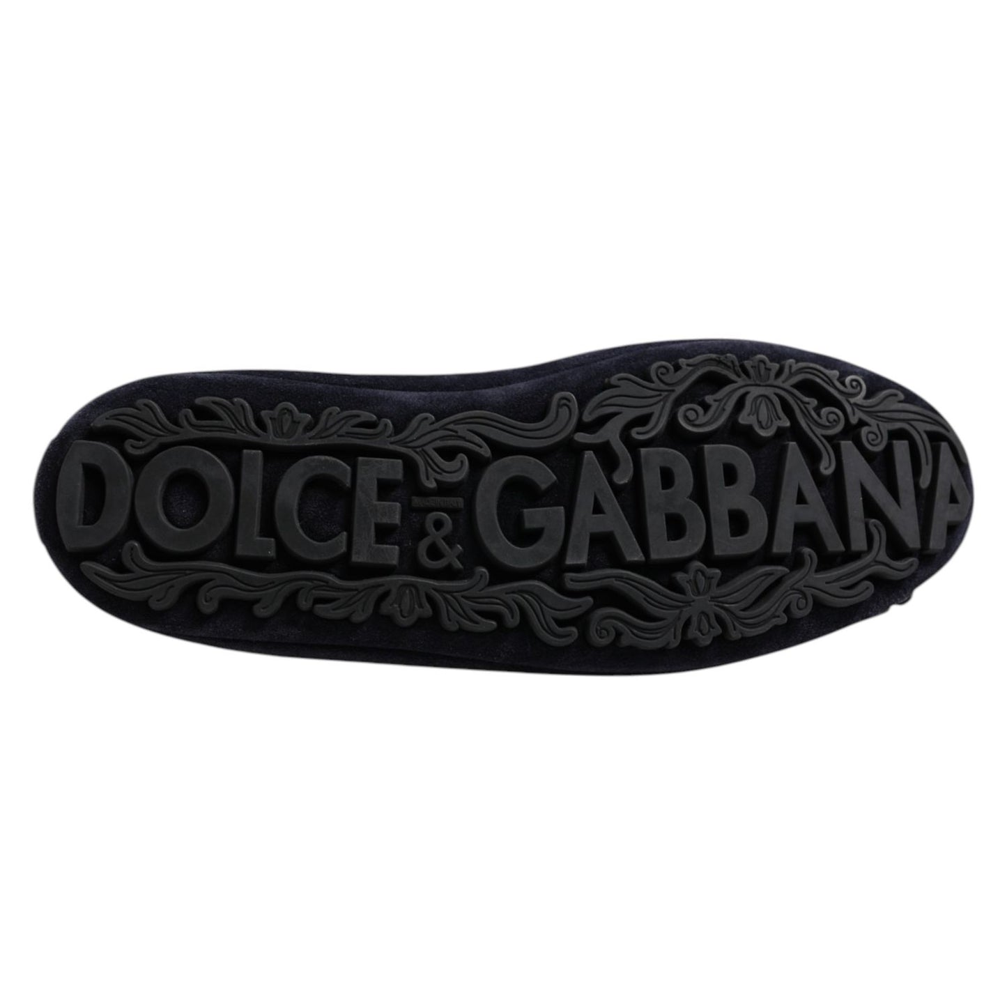 Dolce & Gabbana Blue Suede Crown Crystal Loafers Dress Shoes