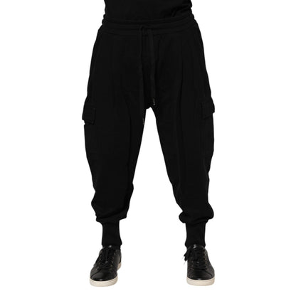 Dolce & Gabbana Black Cotton Logo Jogger Sweatpants Pants