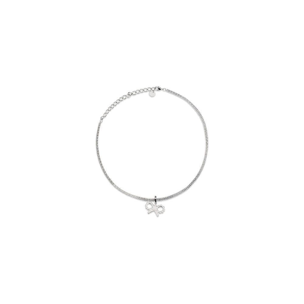 Self-Portrait Tennis necklace with bow pendant SE-PF25621NSLSILVER-ONE SIZE