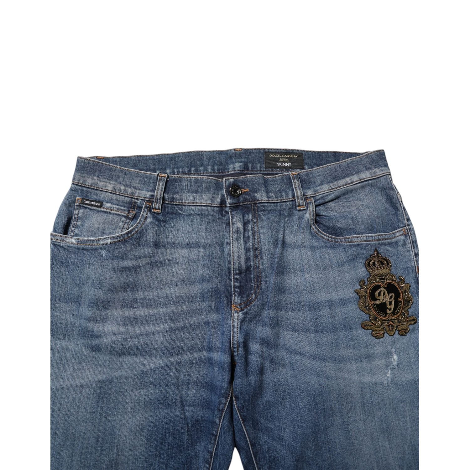 Dolce & Gabbana Blue Logo Embroidery Denim Jeans