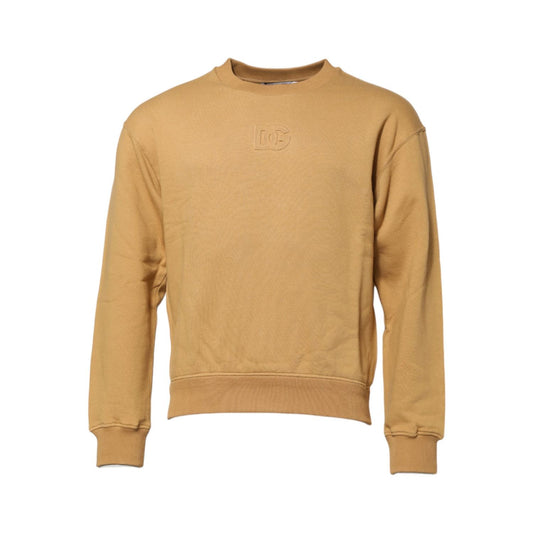 Dolce & Gabbana Mustard Cotton DG Embossed Pullover Sweater