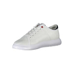 Tommy Hilfiger White Polyester Sneaker with laces, contrasting sole, logo. Made of 95% recycled polyester sports shoe.