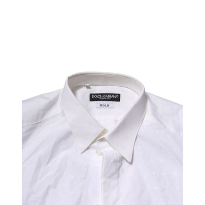 Dolce & Gabbana White Cotton GOLD Dress Formal Shirt