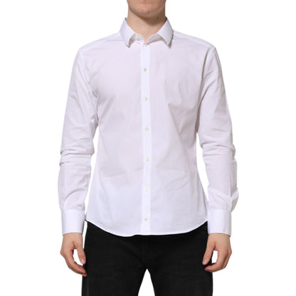Dolce & Gabbana White Cotton Long Sleeves GOLD Formal Shirt