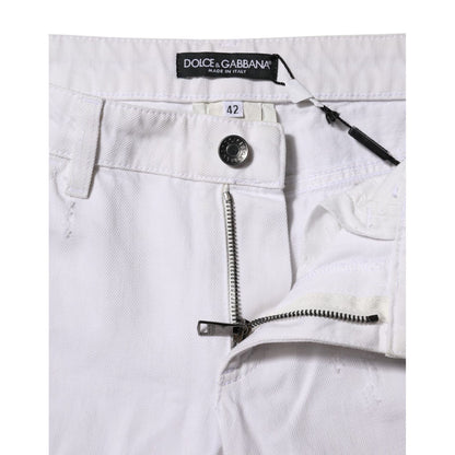 Dolce & Gabbana White Cotton Mid Waisted Women Denim Jeans