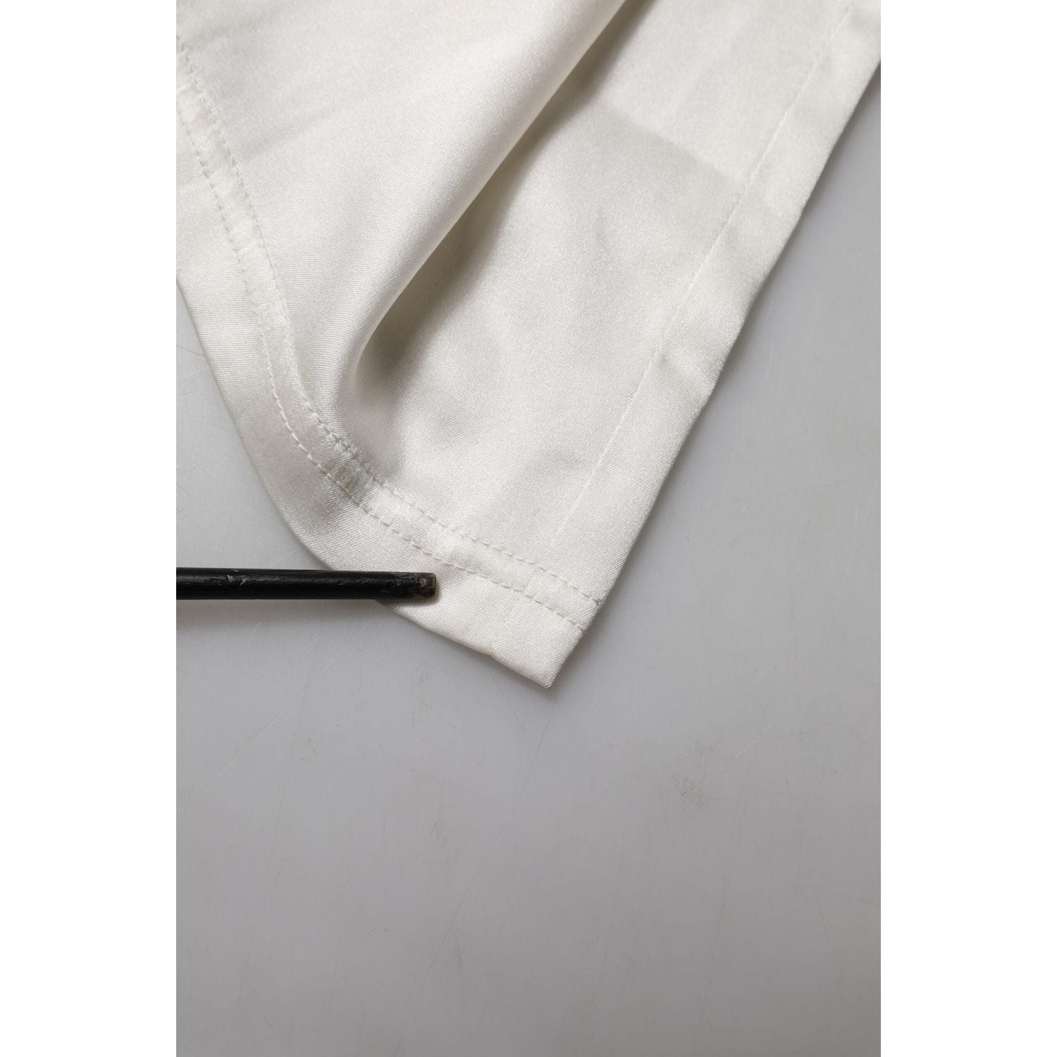 Dolce & Gabbana Ivory Silk Tapered High Waist Pants