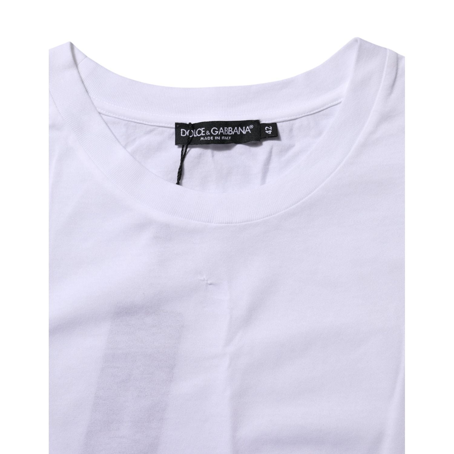 Dolce & Gabbana White Cotton Round Neck Short Sleeves T-shirt