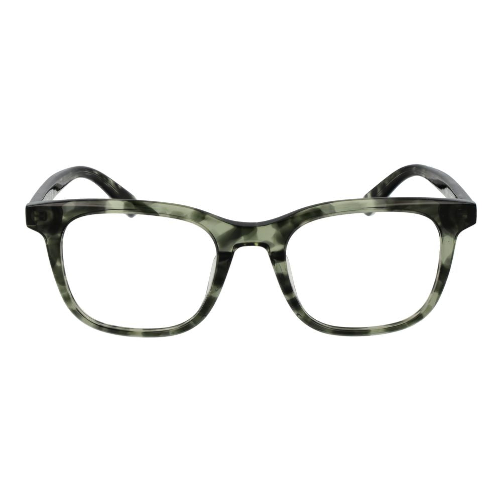 Guess Green Men Glasses Frame in full-rim acetate with square style, demo lenses, and spring hinge. Frame dimensions: 50-20-145.