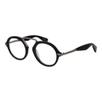 Yohji Yamamoto Black Men Glasses Frame with round full-rim plastic design and demo lenses.