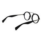 Yohji Yamamoto Black Men Glasses Frame, round style, full-rim plastic with 49-23-140 dimensions, black frame in a branded soft case.