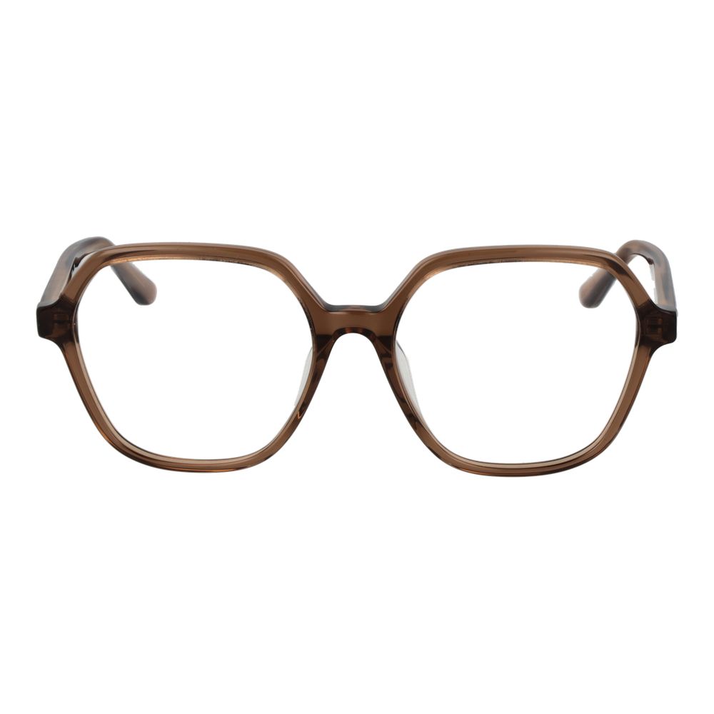 Guess Brown Women Glasses Frame, full-rim acetate with demo lenses, square style, size 53-16-140, includes branded case.