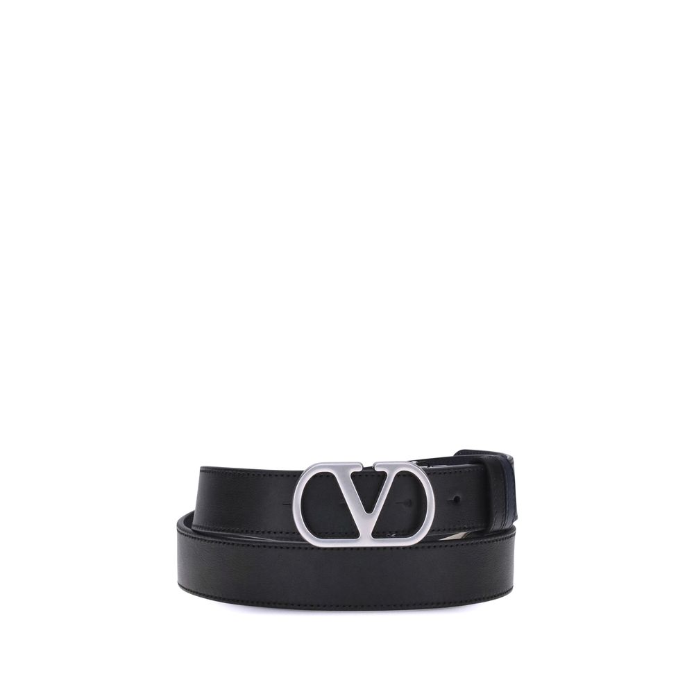 Valentino Garavani Black Calf Leather Bos Taurus Regular Belt