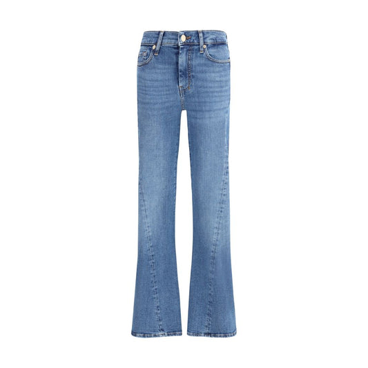 7FOR Blue Cotton Flared Jeans
