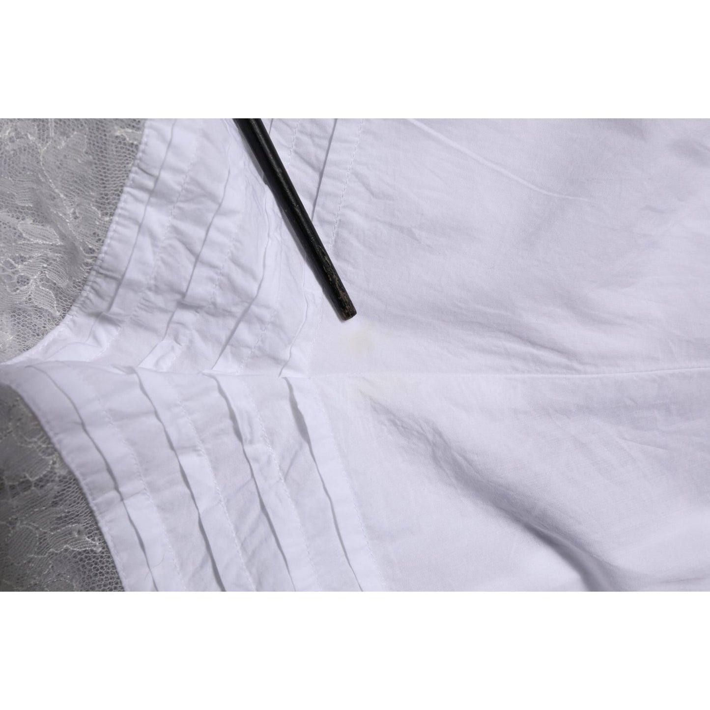 Dolce & Gabbana White Lace Paneled Cotton High Waisted Shorts