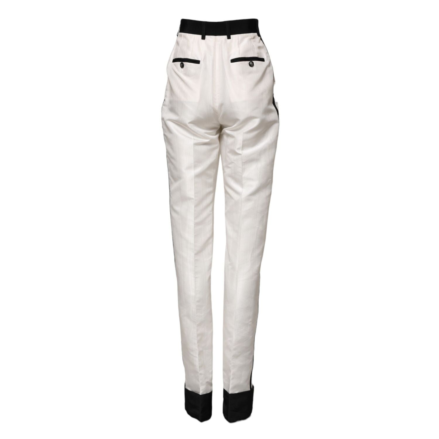 Dolce & Gabbana White High Waist Straight Dress Trouser Pants