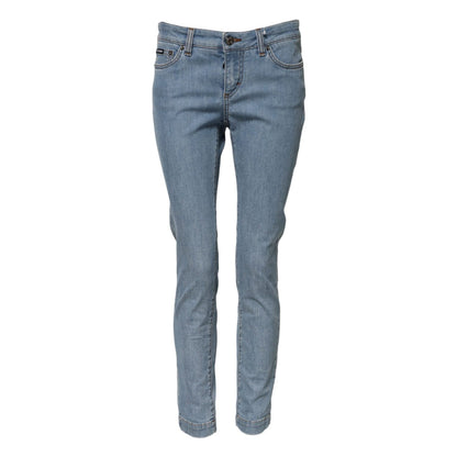 Dolce & Gabbana Blue Cotton PRETTY MidWaist Skinny Denim Jeans