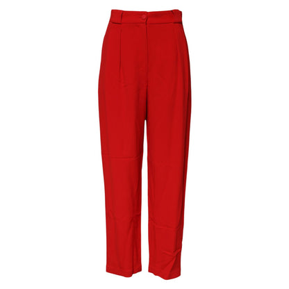 Dolce & Gabbana Red Viscose High Waist Tapered Pants
