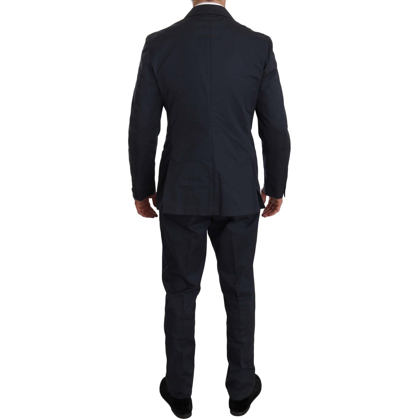 Romeo Gigli Two Piece 3 Button Cotton Blue Solid Suit Suit