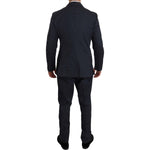 Romeo Gigli Two Piece 3 Button Cotton Blue Solid Suit Suit