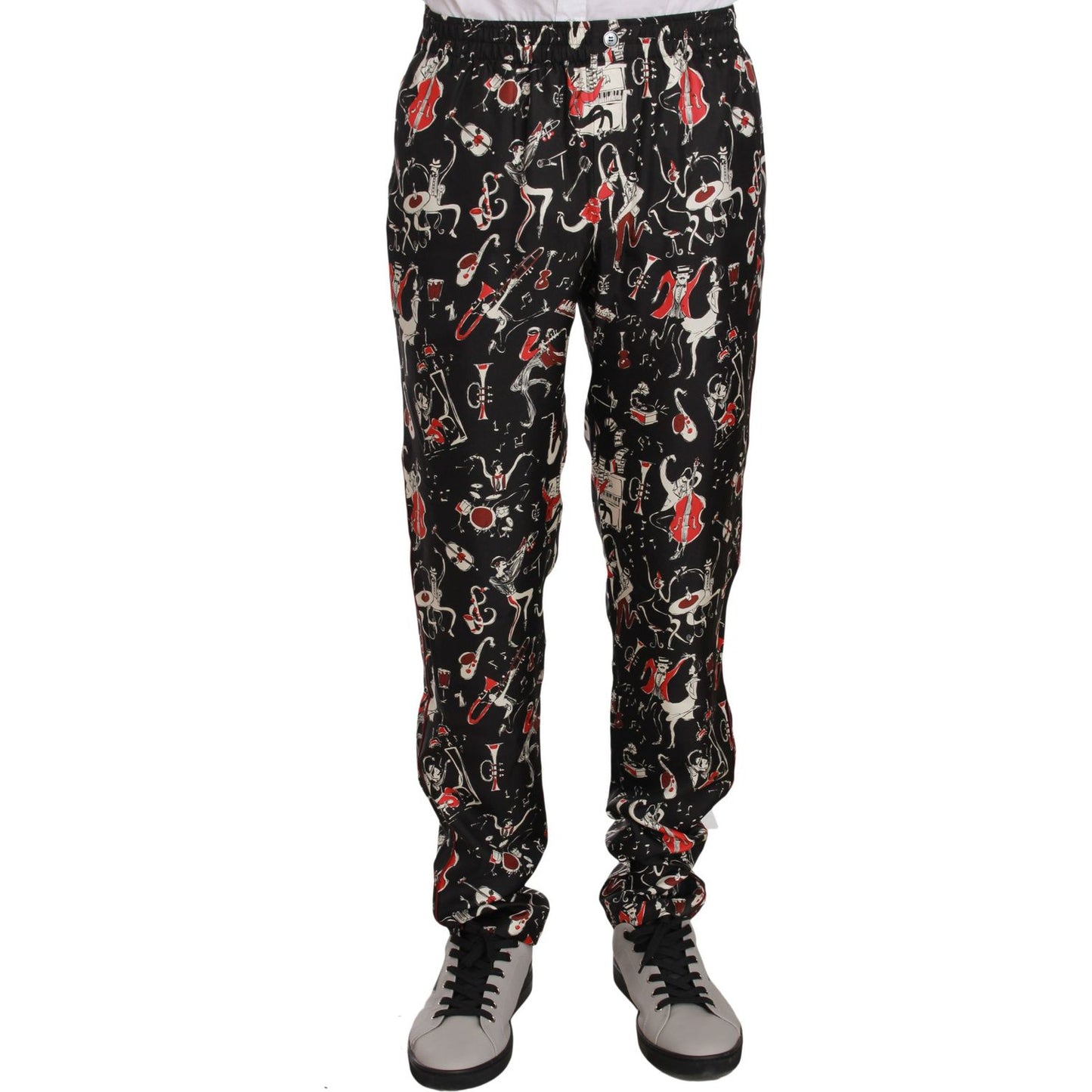 Dolce & Gabbana Red Musical Instrument Print Sleepwear Pants PAN61304-48