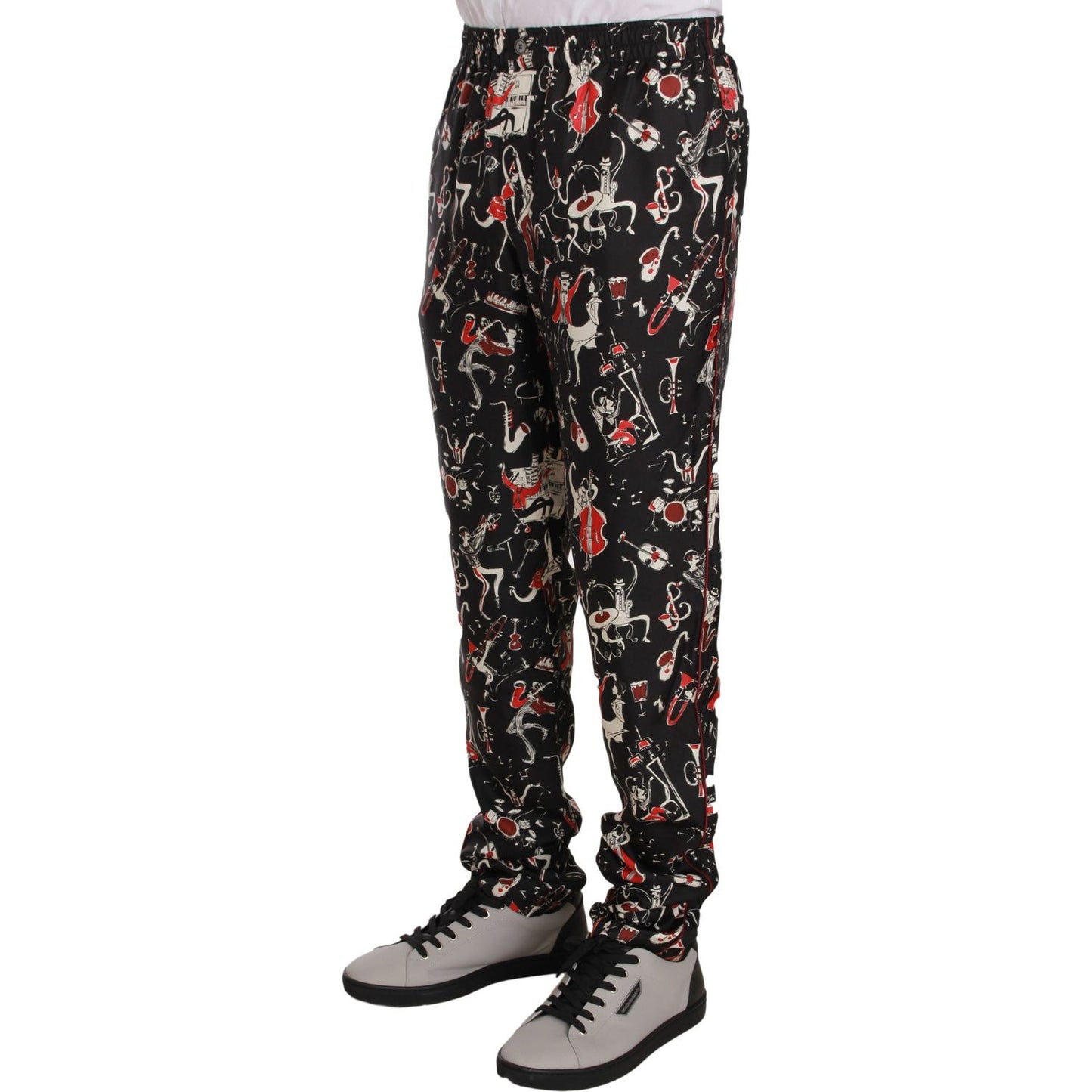 Dolce & Gabbana Red Musical Instrument Print Sleepwear Pants PAN61304-48