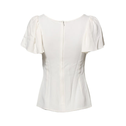 Dolce & Gabbana White Round Neck Short Sleeves Blouse Top