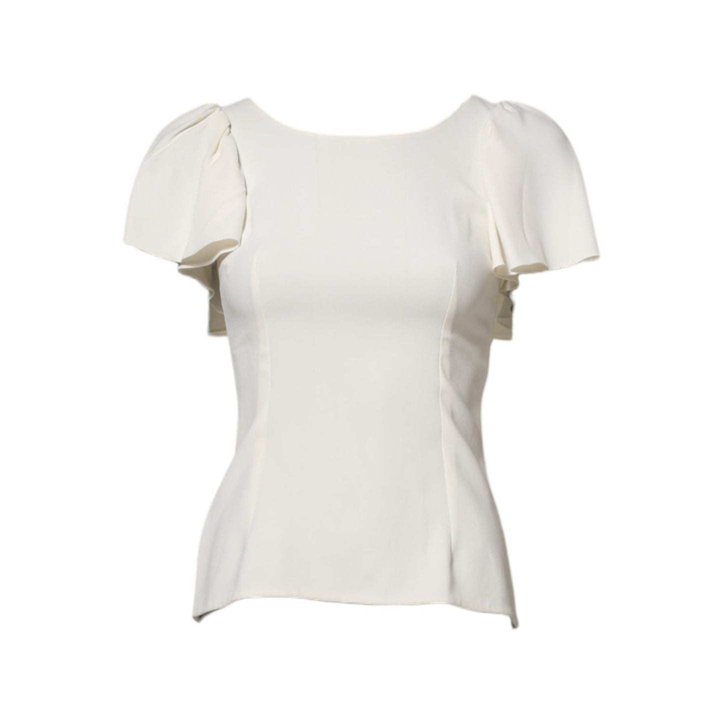 Dolce & Gabbana White Round Neck Short Sleeves Blouse Top