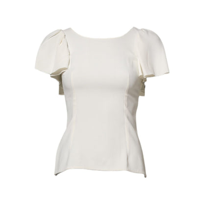 Dolce & Gabbana White Round Neck Short Sleeves Blouse Top