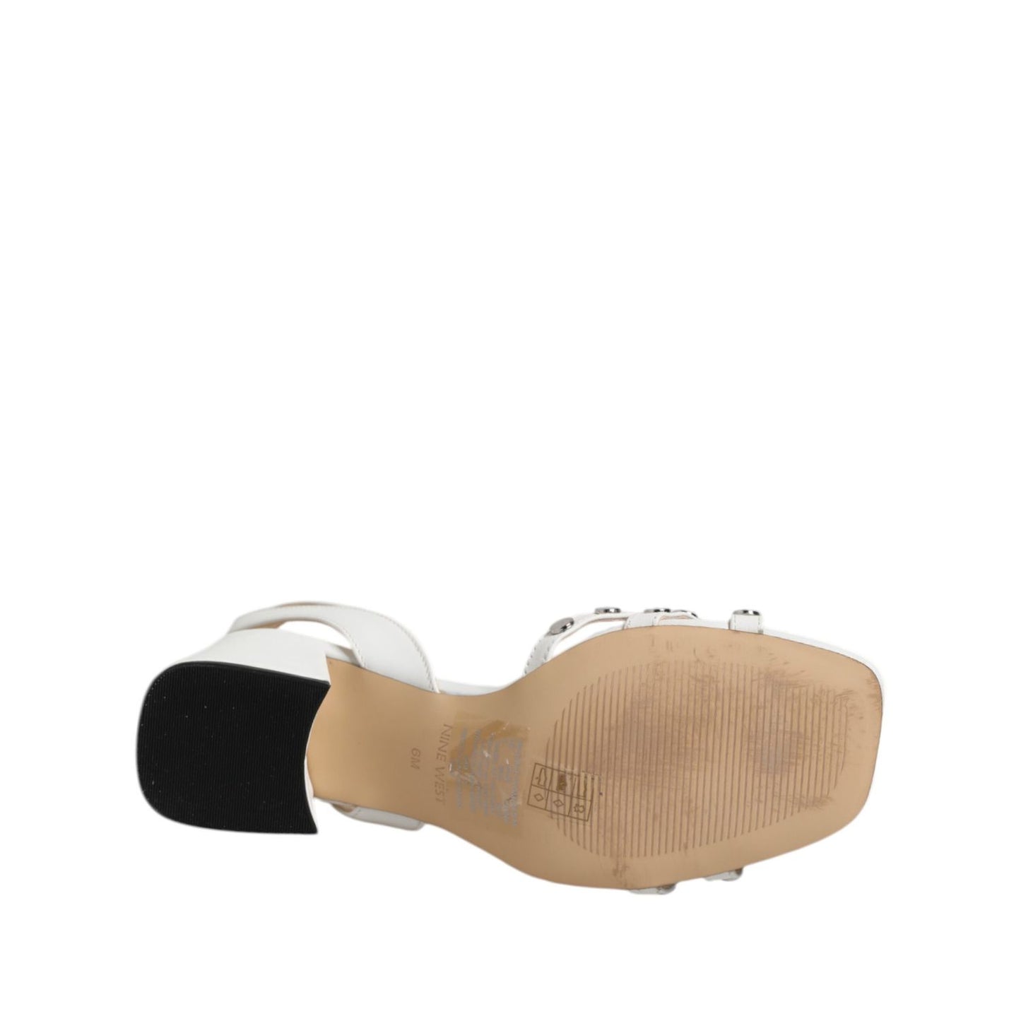 Nine West White Block Heeled Studded Wrap Strap Sandals Shoes