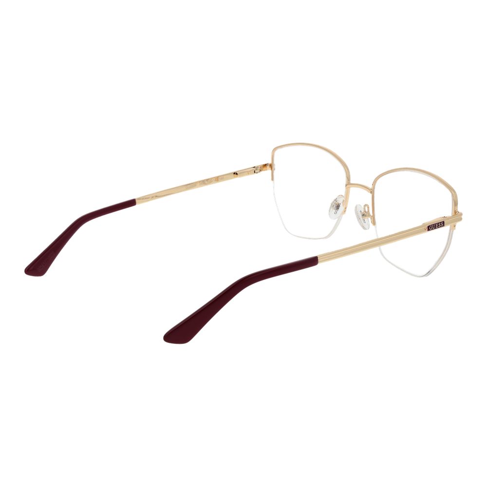 Guess Purple Women Glasses Frame in metal half-rim geometric style with demo lenses.
