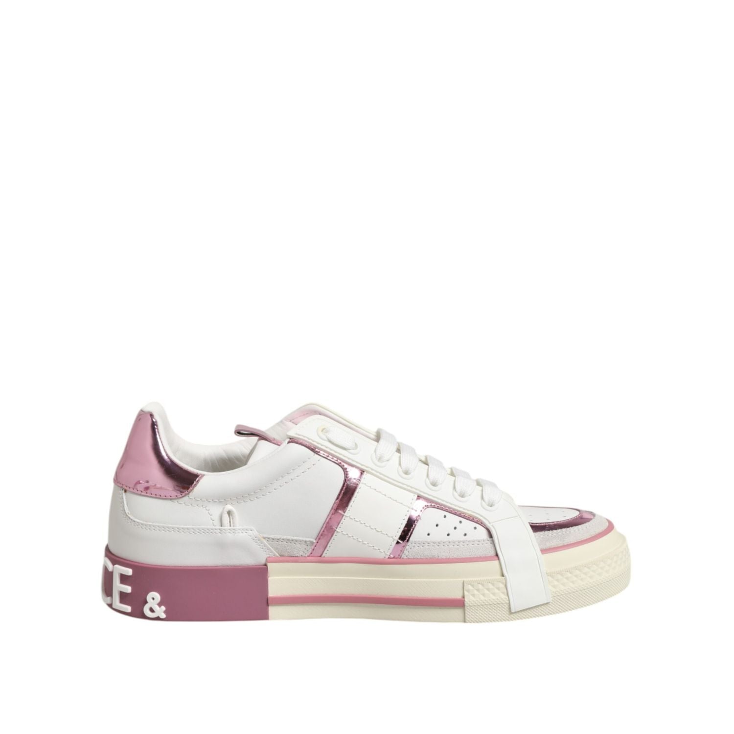 Dolce & Gabbana White Leather DG Logo Low Top Sneakers Shoes