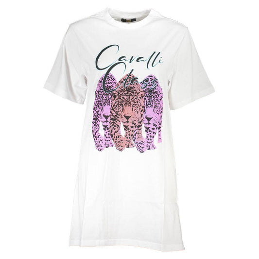 Cavalli Class White Cotton Dress CA-21217-XL