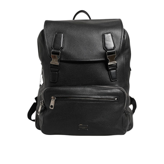 Dolce & Gabbana Black Palermo Backpack Hammered Calfskin Leather Bag