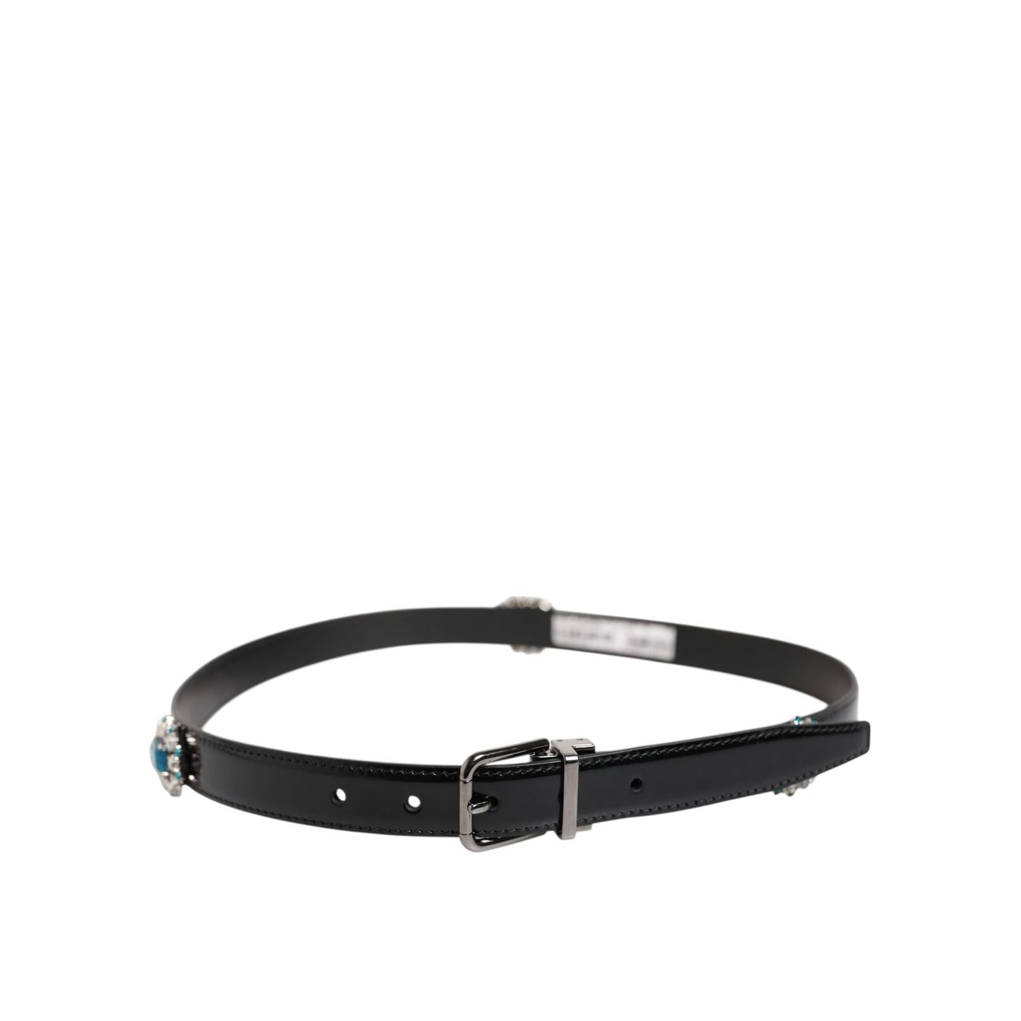 Dolce & Gabbana Black Embellished Metal Logo Buckle Belt