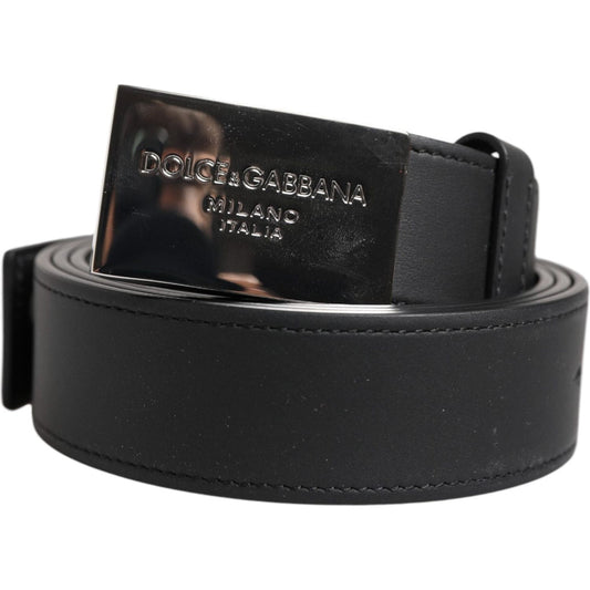 Dolce & Gabbana Black Leather Classic Metal Logo Buckle Belt BEL9494-85