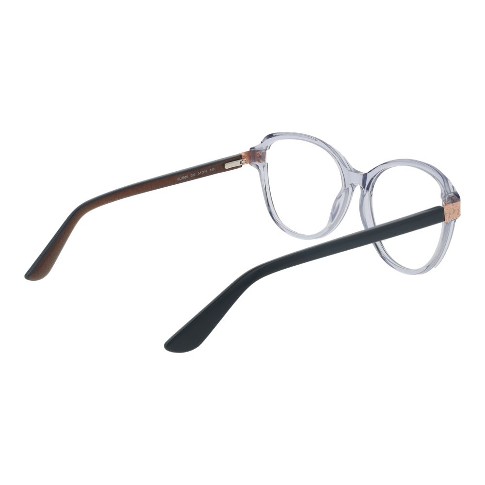 Guess Gray Women Glasses Frame in full-rim acetate with demo lenses for stylish eyewear.