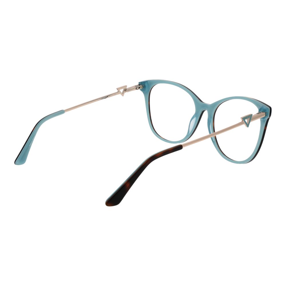 Guess Brown Women Glasses Frame, acetate full-rim butterfly style with 55mm demo lenses, brown color, includes branded case.