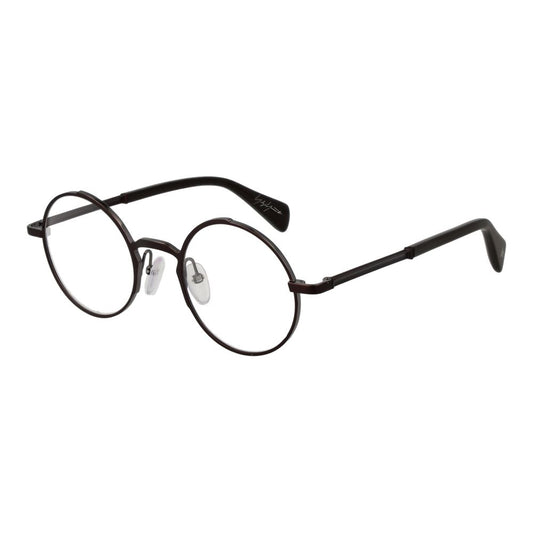 Yohji Yamamoto Bronze Men Glasses Frame, round full-rim metal frame, bronze color, demo plastic lenses, 47-22-145 size.